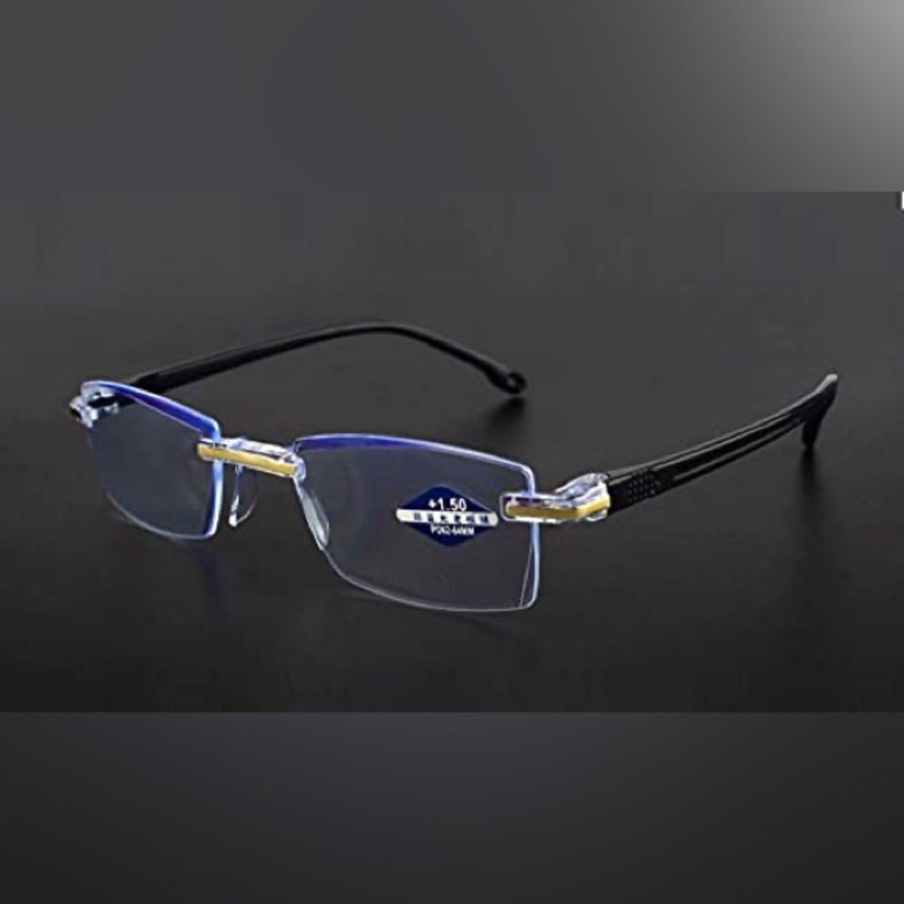 AUGEN Blue Block Rimless Reading Glasses +2.50 - Gold Clear Unisex